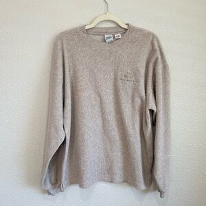 VTG‎ Adult Wells Fargo Branded Fleece Beige Crewneck Sweater Gorpcore Casual
